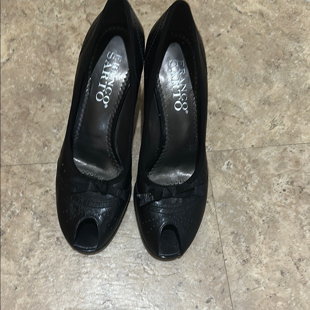Franco Sarto Black Peep-Toe Heels